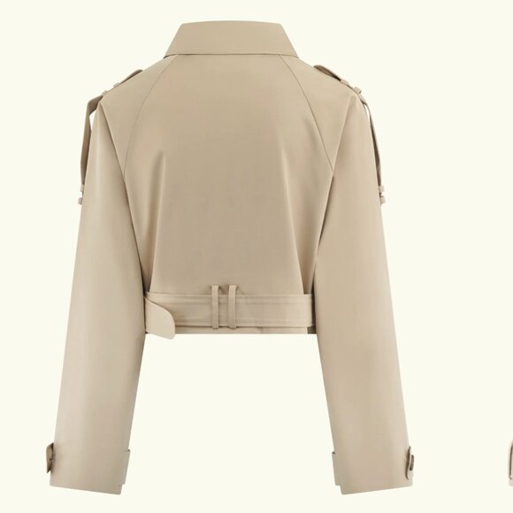 NWT. MESHKI Frank Cropped Collared Jacket - Camel - Picture 5 of 5